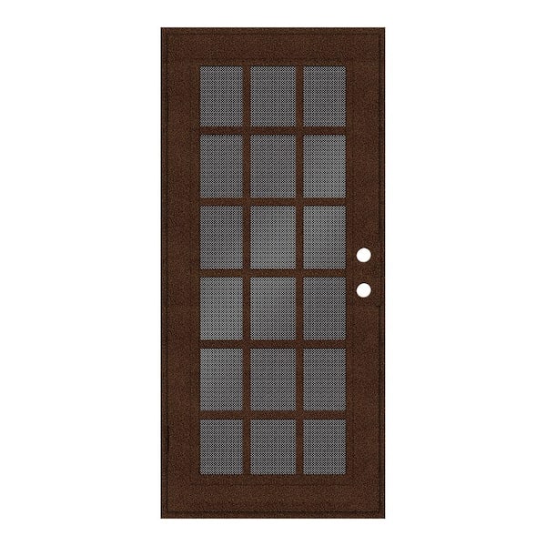 Unique Home Designs 30 in. x 80 in. Classic French Copperclad Right-Hand Surface Mount Security Door with Black Perforated Metal Screen
