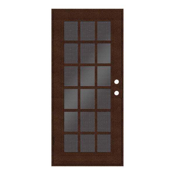 Unique Home Designs 32 in. x 80 in. Classic French Copperclad Right-Hand Surface Mount Security Door with Black Perforated Metal Screen