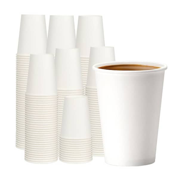 White Disposable Paper Cups 12 oz Disposable Paper Material Disposable Tableware Cup 100 Pack Per Case