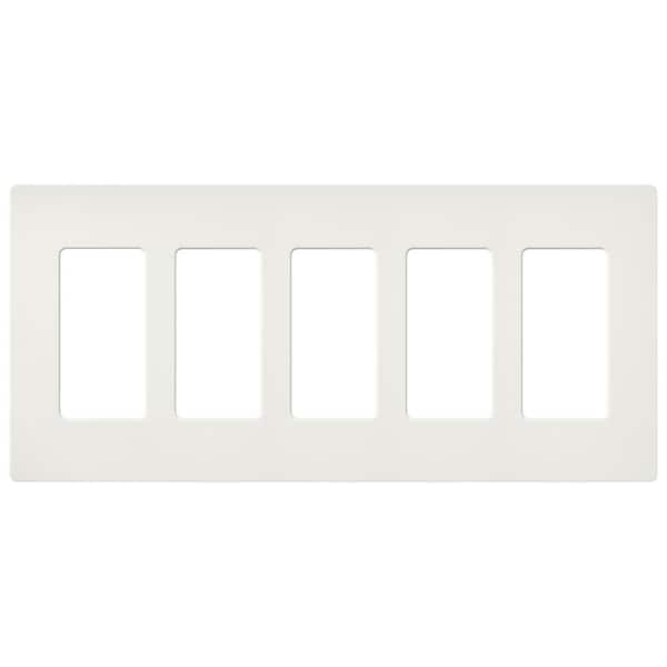 Lutron Claro 5 Gang Wall Plate for Decorator/Rocker Switches, Satin, Architectural White (SC-5-RW) (1-Pack)