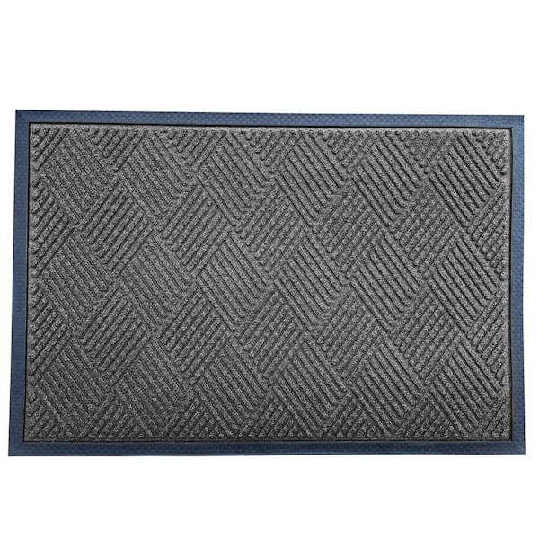 Indoor Outdoor Doormat Black 24 in. x 36 in. Chevron Floor Mat