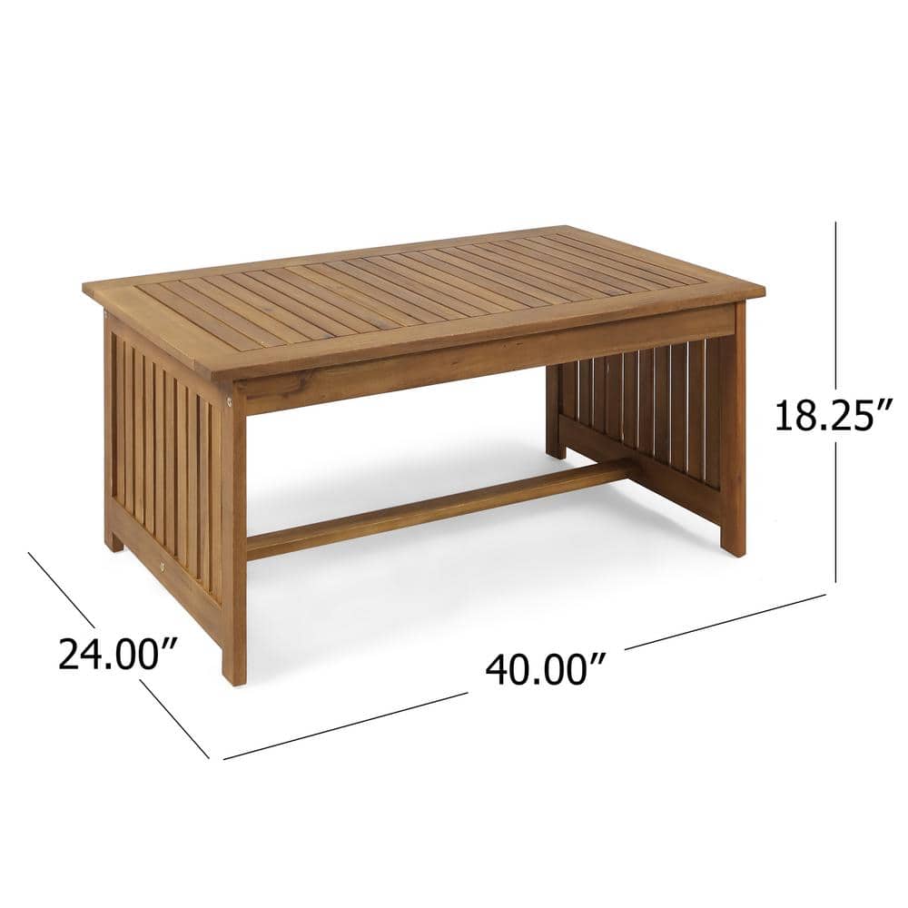 Farmhouse Brown Patina Acacia Wood Outdoor Coffee Table