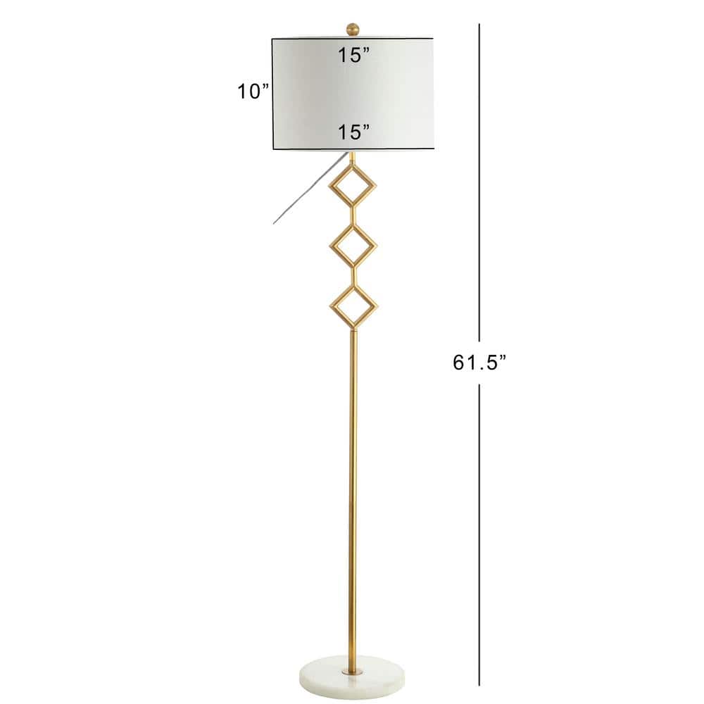 61.5" Gold Metal Floor Lamp with White Linen Shade