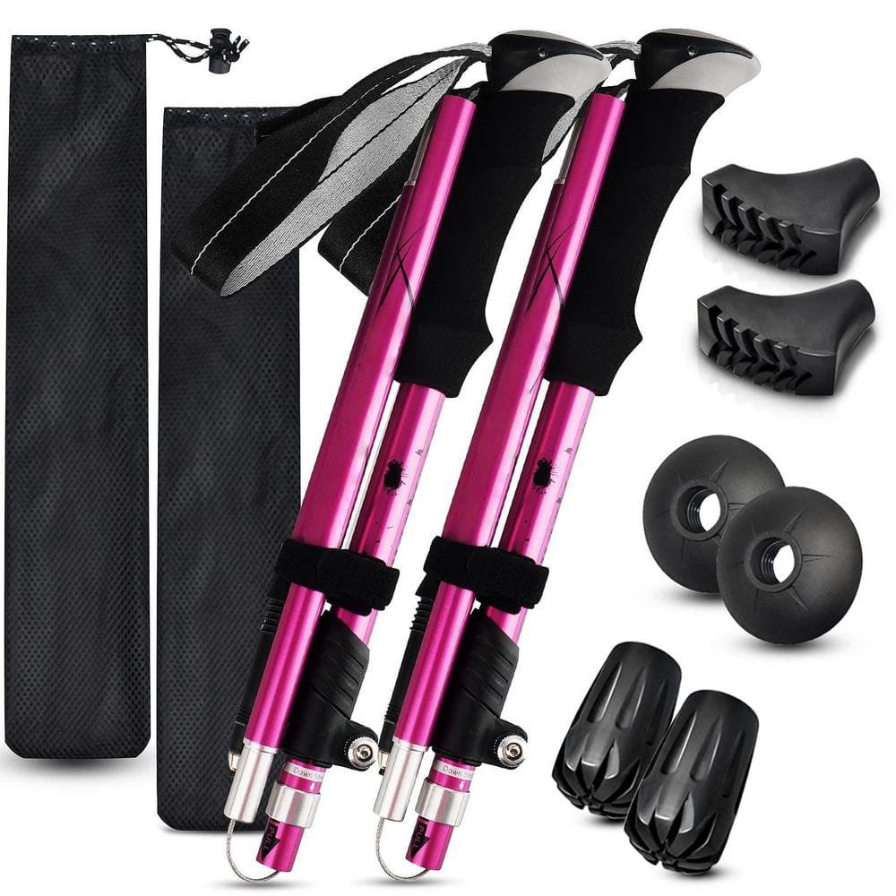 Wudkey Pink Collapsible Trekking Cane, Aluminum Alloy 7075 Walking