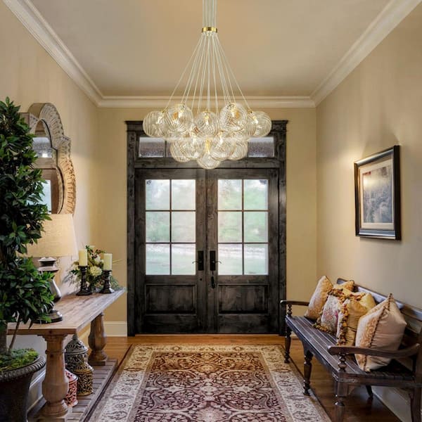 RRTYO Bolton 19-Light Brass Modern Bubble Cluster, Sputnik Globe