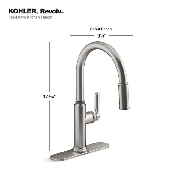 KOHLER Revolv Single Handle Pull Down Sprayer Kitchen Faucet in Vibrant Stainless