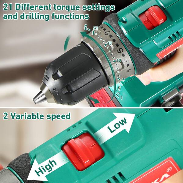 Metal and Plastic HYCHIKA Drill Combo Kit Cordless Drill Driver 20V Max 35Nm and Impact Driver 2x1.5Ah Batteries,1H Fast Charging,300/150lm LED Flashlight,22PCS Accessories for Drilling Wood Metal and Plastic HYCHIKA Drill Combo Kit Cordless Drill Driver 20V Max 35Nm and Impact Driver 2x1.5Ah Batteries,1H Fast Charging,300/150lm LED Flashlight,22PCS Accessories for Drilling Wood