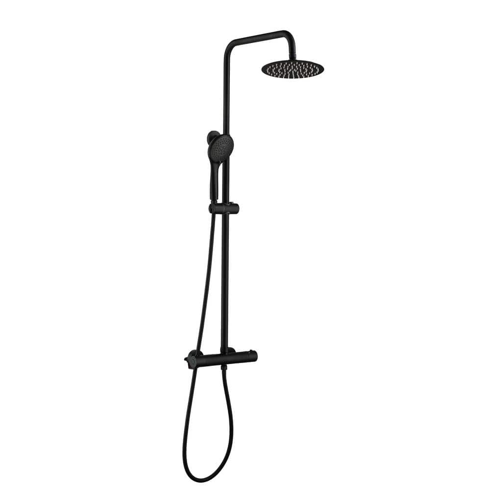 Boyel Living Thermostatic 3-spray 16 in. Dual Shower Head Wall Mounting Fixed and Handheld Shower Head 2.5 GPM in Black