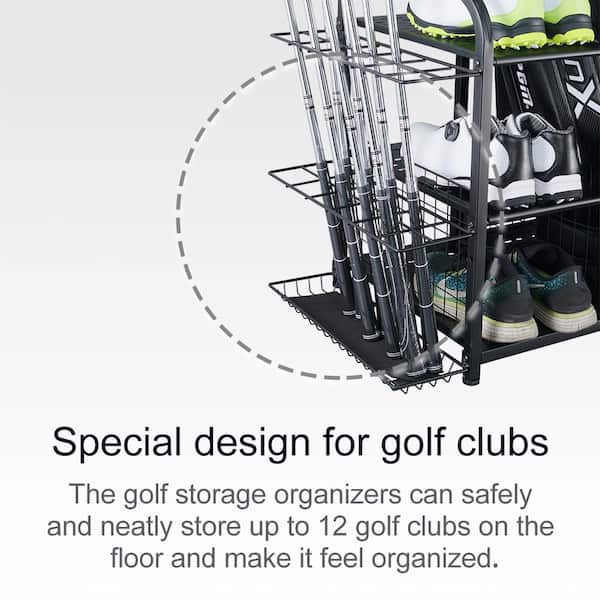 Mythinglogic Golf Storage Garage Organizer,2 Golf Bag Storage