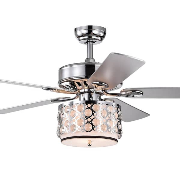 Warehouse of Tiffany Shepherd 52 in. Indoor Chrome Remote Controlled Ceiling Fan with Light Kit