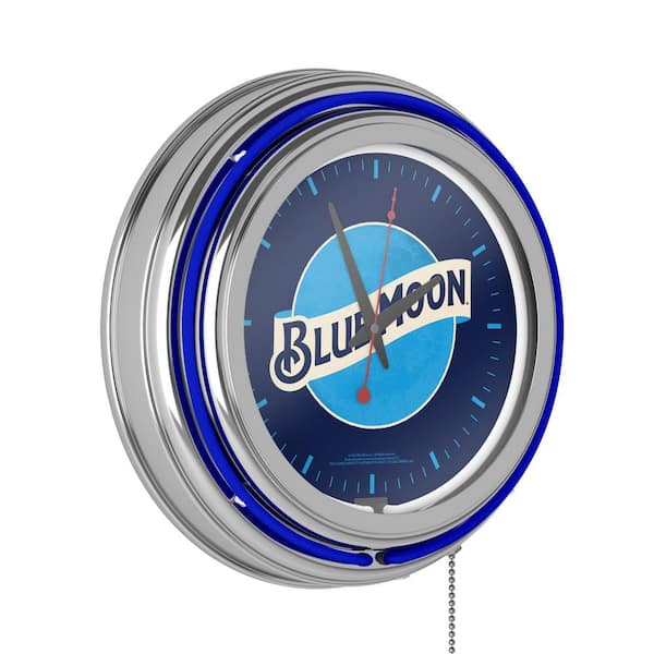 Unbranded Blue Moon Blue Lighted Analog Neon Clock