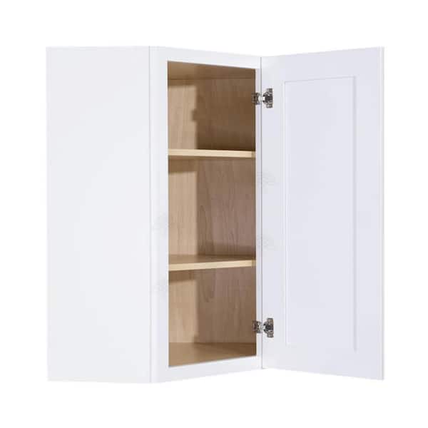 LIFEART CABINETRY Lancaster White Plywood Shaker Stock Assembled Wall Diagonal Corner Kitchen Cabinet 24 in. W x 36 in. H x 12 in. D