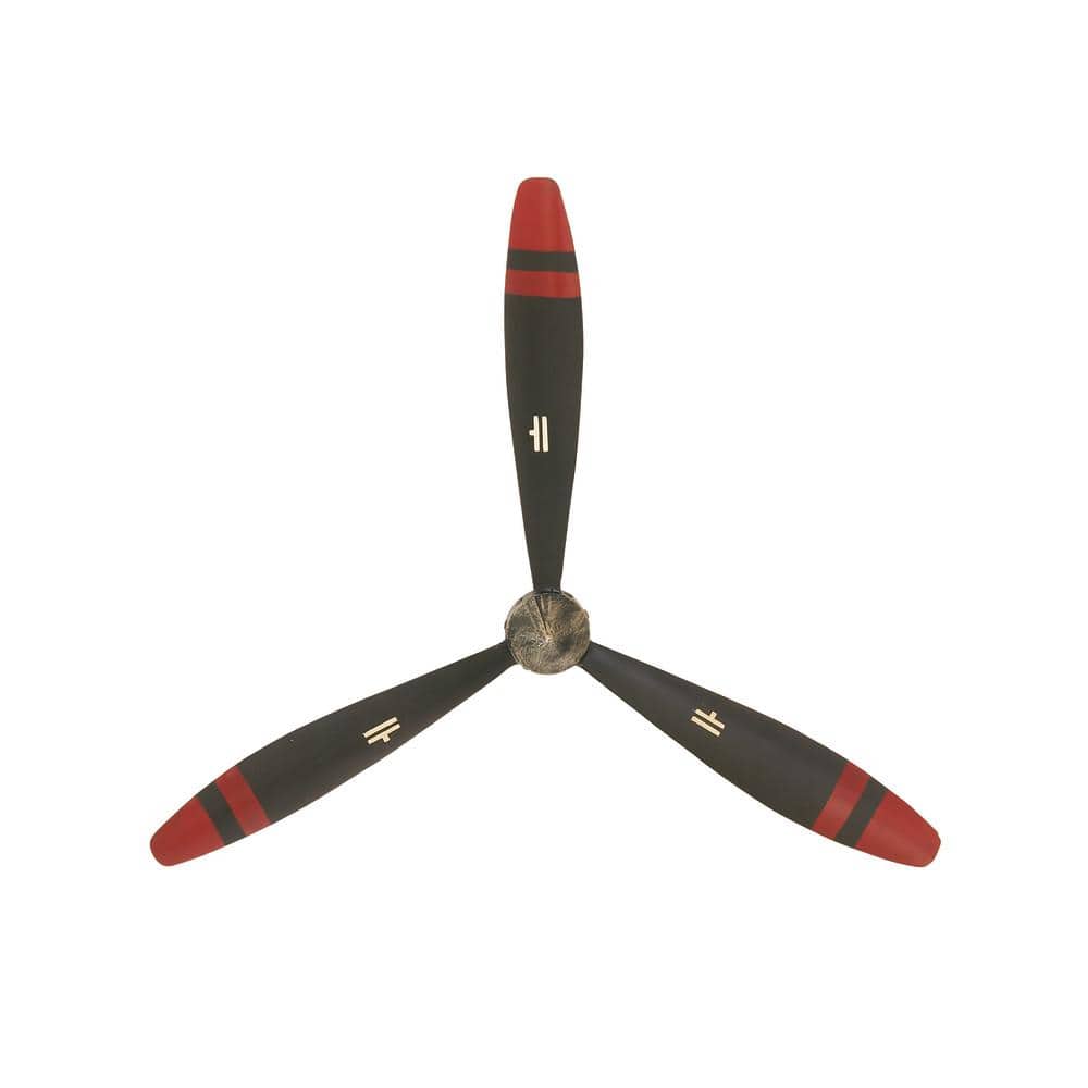 DecMode Black Metal 3 Blade Airplane Propeller Wall Decor with Aviation Detailing