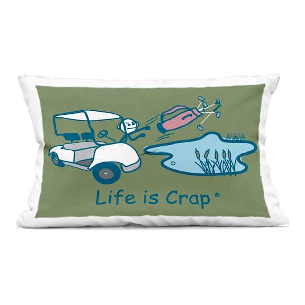 Stupell Industries Throwing Golf Clubs Green Print Polyester 14 in. X 20in. Throw Pillow