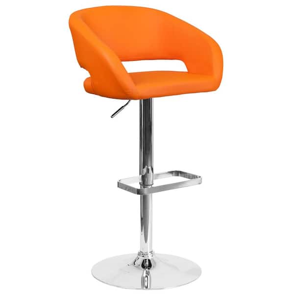 Flash Furniture 32 in. Adjustable Height Orange Cushioned Bar Stool