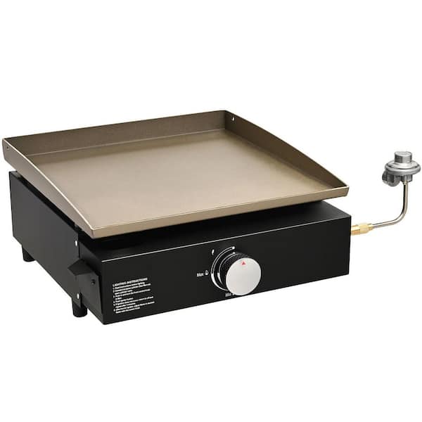 SKYSHALO Commercial Griddle, 16.9" Heavy Duty Manual Flat Top Griddle, Countertop Gas Grill with Non-Stick Cooking Plate Propane
