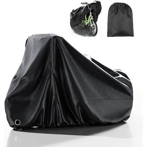 BOZTIY Adult Tricycle Trike Cover 75 in. L x 30 in. W x 44 in. H with Lock Hole Storage Bag, Bicycle Storage Cover, Black