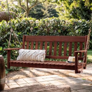 Thames Natural Brown Wood Porch Swing