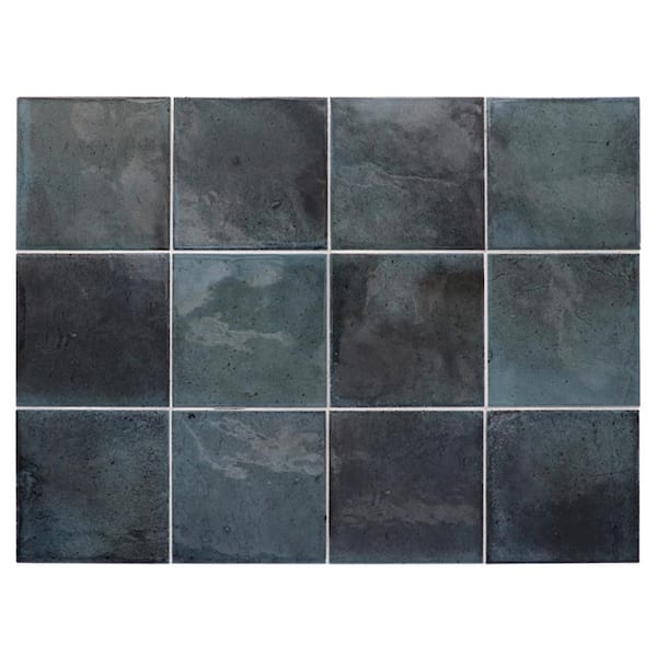 Apollo Tile Antiek Blue 3.94 in. x 3.94 in. Glossy Ceramic Square Wall and Floor Tile Sample (0.11 Sq. ft./case) (1-pack)