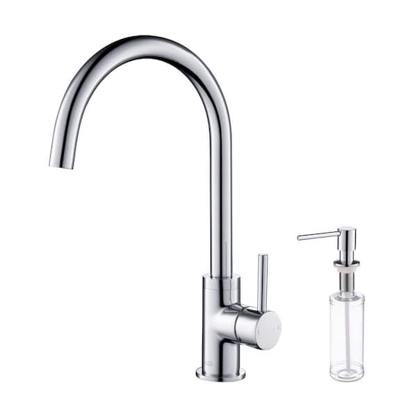 14.75 in. H Single Hole 1.8 GPM Pull Down Sprayer Kitchen Faucet with 360° Spout Swivel, Soap Dispenser in Chrome