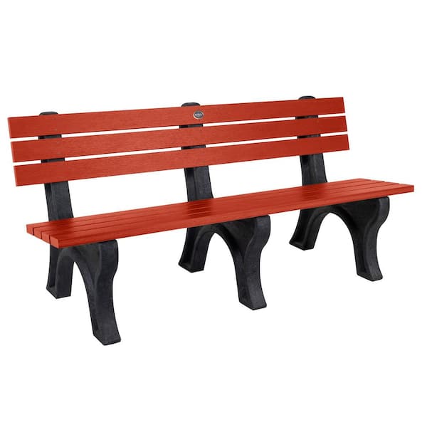 Highwood Aurora 6 ft. 3-Person Rustic Red Recycled Plastic Outdoor Traditional Park Bench