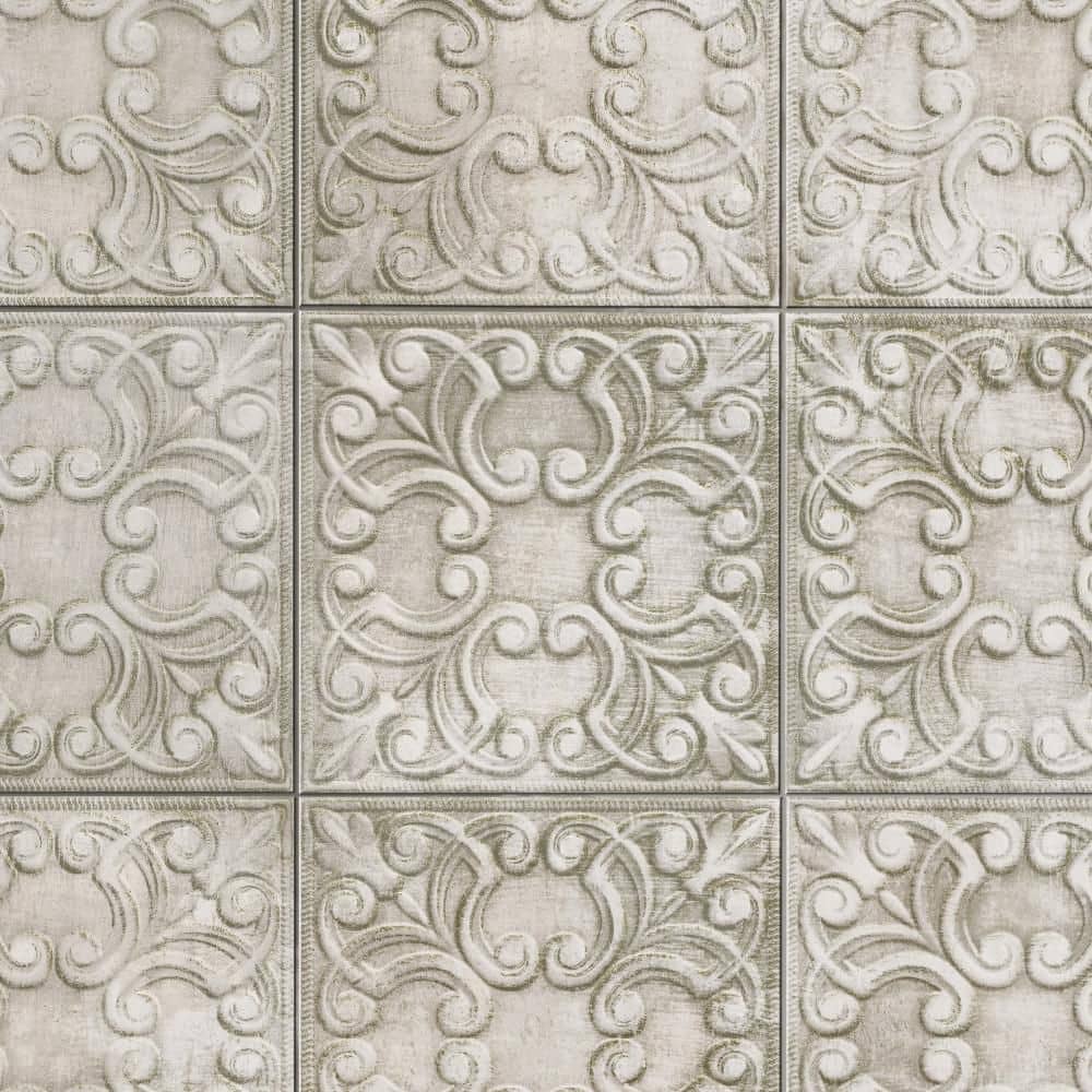 Merola Tile Victorian Tin Zinc 17 in. x 17 in. Porcelain Wall Tile