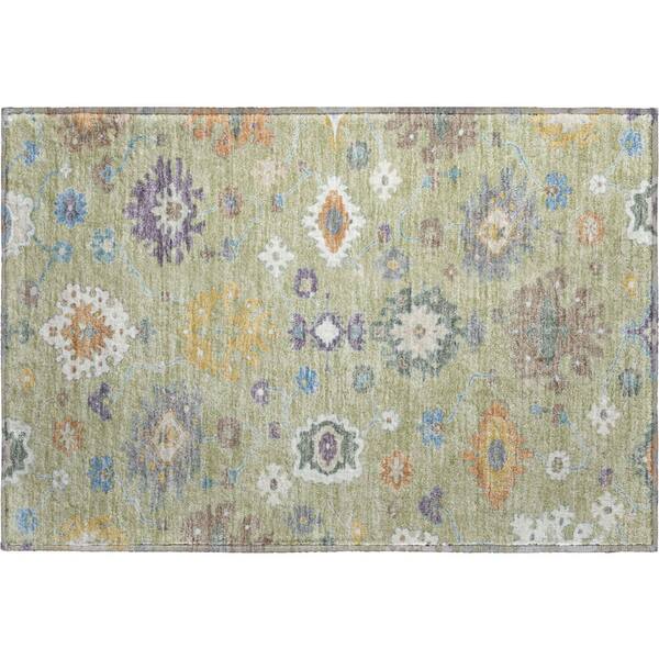 Mayfield Premium Machine Washable Abstract AMF2532 Aloe 2 ft. x 3 ft. Accent Rug