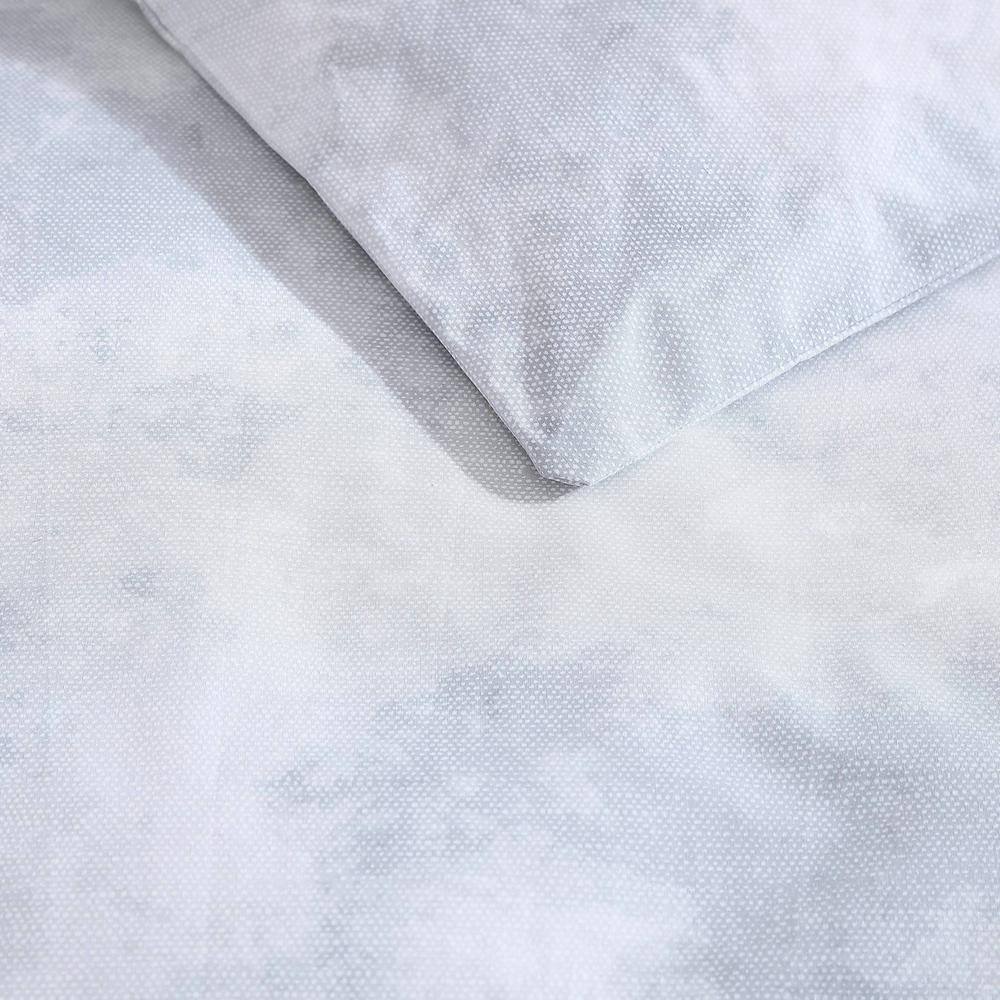Gray and White Cotton Twin Duvet Cover Set