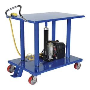 1000 lbs. Capacity 42 in. x 24 in. x 34 in. Blue Steel Linear Actuated Low Profile Post Lift Table