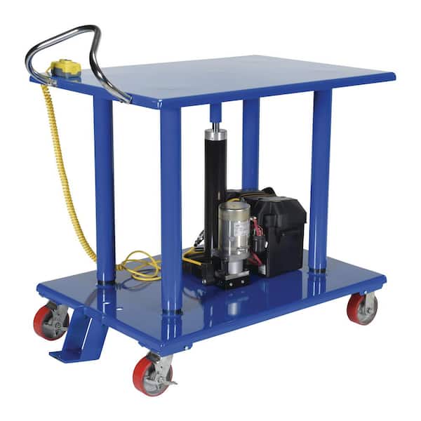 Vestil 1000 lbs. Capacity 42 in. x 24 in. x 34 in. Blue Steel Linear Actuated Low Profile Post Lift Table