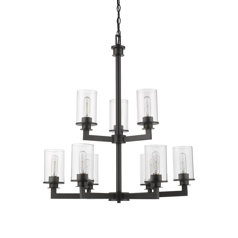 Savannah 29" Bronze Chandelier with Clear Glass Shades