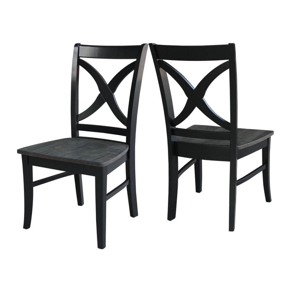Black High Cross Back Solid Wood Dining Chair