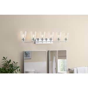 Wakefield 48.5 in. 6-Light Chrome Modern Vanity with Clear Glass Shades