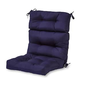 Solid Navy Outdoor High Back Dining Chair Cushion