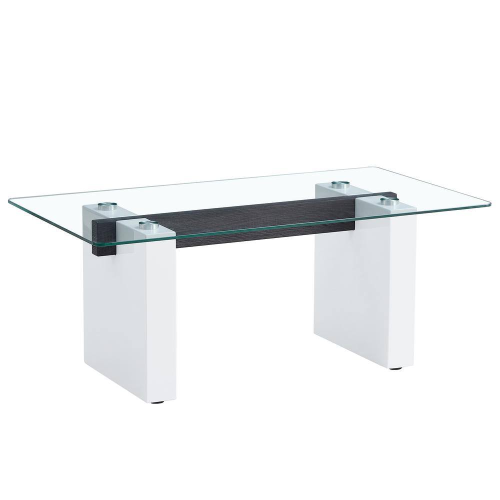 Modern 43.3 in. Transparent Rectangle Glass Coffee Table
