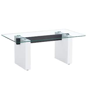 Modern 43.3 in. Transparent Rectangle Glass Coffee Table