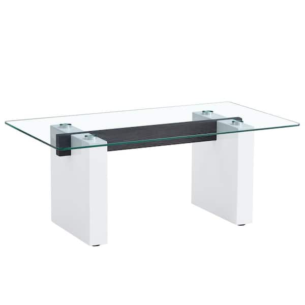 Polibi Modern 43.3 in. Transparent Rectangle Glass Coffee Table