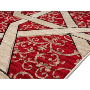 Nora Geometric Red 8 ft. x 10 ft. Rug