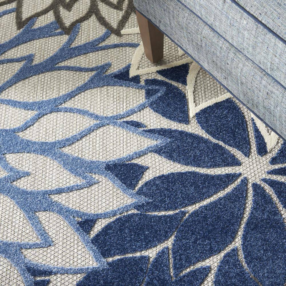 Aloha Blue and Multicolor Floral 12' x 15' Outdoor Rug