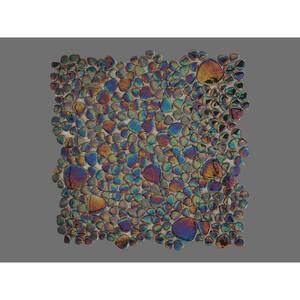 Glass Tile LOVE Midnight 12 in. X 12 in. Black Mix Pebble Glossy Glass Mosaic Tile for Wall/Floor (10.76 sq. ft./case)