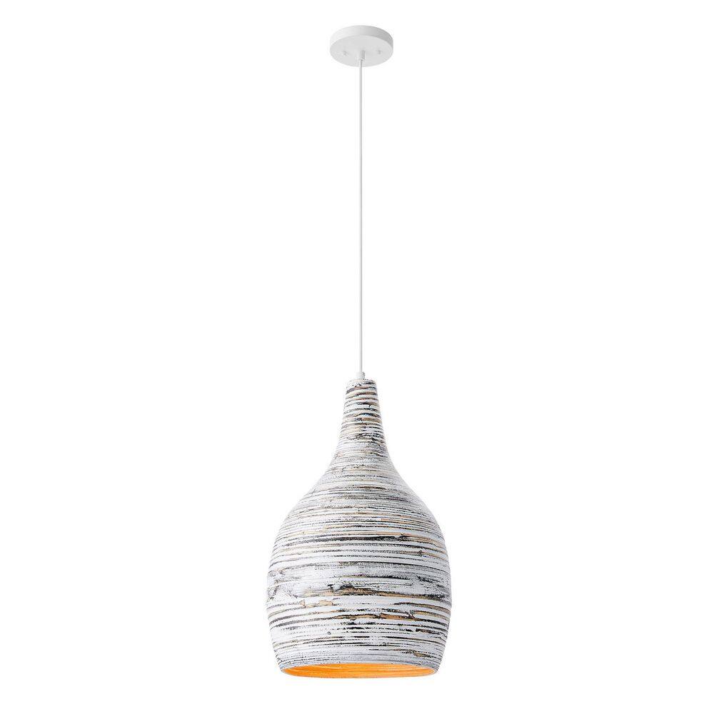 Balsam 60-Watt 13 in. W x 20.88 in. H 1-Light Brindled Bamboo Pendant Light with Spun Bamboo Shade, No Bulb Included price history on PriceWatchPro