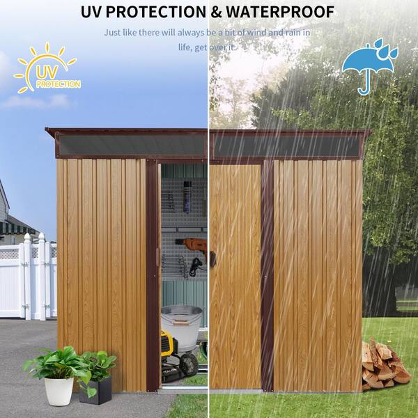 IMAGACFUN Outdoor Storage Shed 8 ft. W x 6 ft. D Metal Shed with