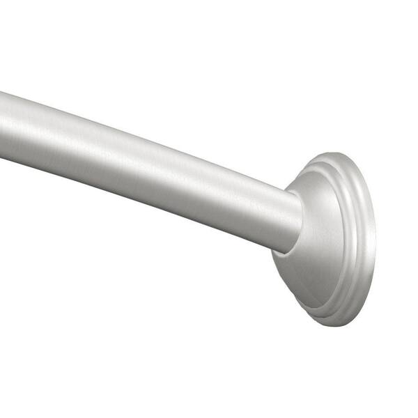 Photo 1 of 60 in. Decorative Curved Shower Rod in Brushed Nickel