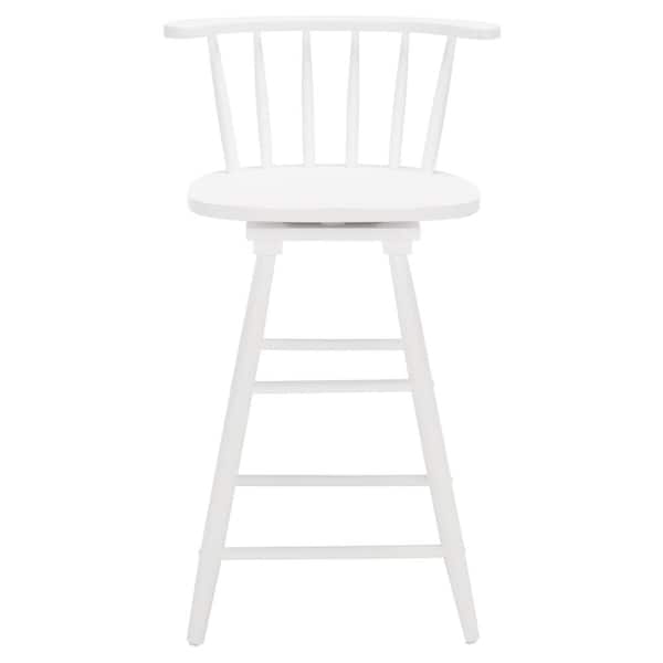 SAFAVIEH Ray 25 in. White Low Back Wood Frame Swivel Counter Stool