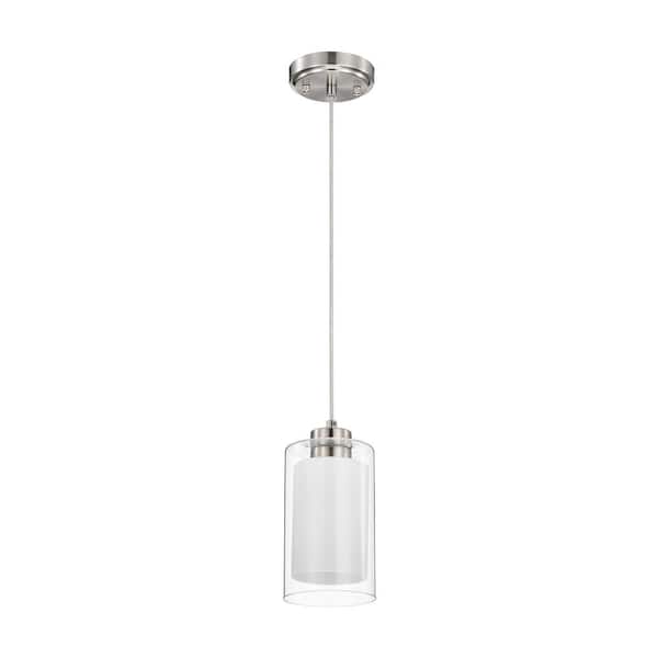 Edvivi Avenue 1-Light Brushed Nickel Mini Pendant Light with Clear