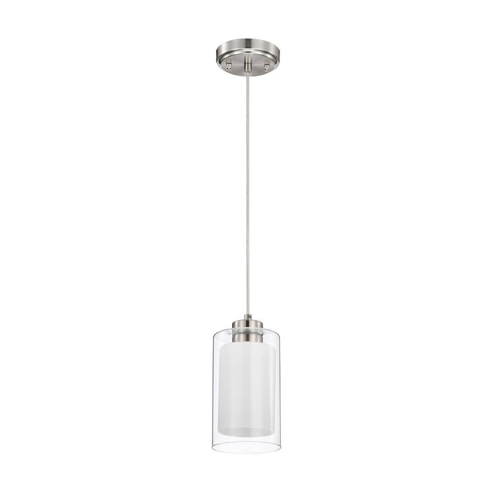 Brushed Nickel Mini Pendant with Dual Glass Shades