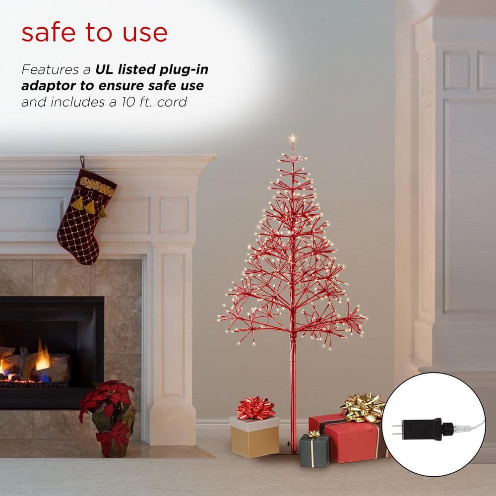 Alpine Red 53" Outdoor Christmas Tree with LED Lights