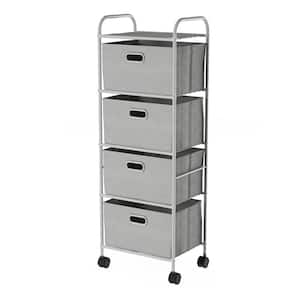 12 in. W x 45 in. H 4-Drawer Rolling Metal Storage Organizer with Fabric Bins