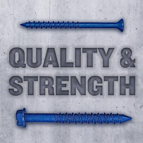 100 Pack Tapcon 3/16" X 1-1/4" Hex Head Concrete Masonry Screw Anchors – Blue
