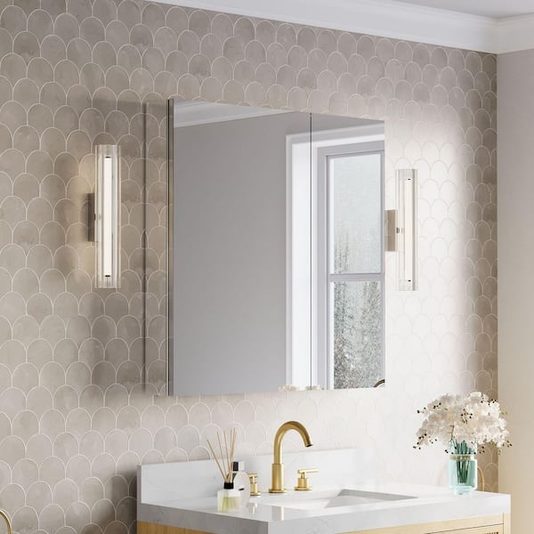 ROSA 32 in. W x 32 in. H Square Tri-View Aluminum Medicine Cabinet with Mirror, Combo Set, BLUM Hinge, Soft Close